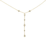 .13ct G SI 14K Yellow Gold Diamond Square Shaped Drop Pendant Necklace 16+2" Long