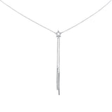 .05ct G SI 14K White Gold Diamond Line Pendant Necklace 16+2" Long