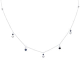 .82ct G SI 14K White Gold Diamond & Blue Sapphire Gemstone Pendant Necklace 16+2" Long
