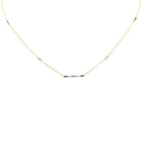 .60ct G SI 14K Yellow Gold Diamond & Multi Color Gemstones Bar Pendant Necklace 20" Long