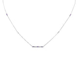 .62ct G SI 14K White Gold Diamond Multi Color Gemstone Sideways Bar Necklace 20" Long