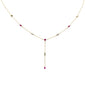 <span style="color:purple">SPECIAL!</span>.89ct G SI 14K Yellow Gold Diamond & Ruby Gemstone Pendant Necklace 16+2" Long