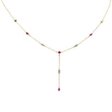 .89ct G SI 14K Yellow Gold Diamond & Ruby Gemstone Pendant Necklace 16+2" Long