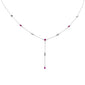 <span style="color:purple">SPECIAL!</span>.94ct G SI 14K White Gold Diamond & Ruby Gemstone Pendant Necklace 16+2" Long