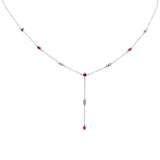 .94ct G SI 14K White Gold Diamond & Ruby Gemstone Pendant Necklace 16+2" Long