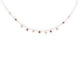 .88ct G SI 14K Rose Gold Diamond & Ruby Gemstone Pendant Necklace 16+2" Long