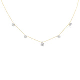 0.98ct G SI 14K Yellow Gold Diamond Flower Pendant Necklace 16+2" Long
