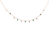 .67ct G SI 14K Rose Gold Diamond & Emerald Gemstone Pendant Necklace 16+2" Long