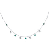 .60ct G SI 14K White Gold Diamond & Emerald Gemstones Pendant Necklace 16+2" Ext Long