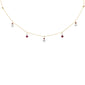 <span style="color:purple">SPECIAL!</span>.90ct G SI 14K Yellow Gold Diamond & Ruby Gemstone Pendant Necklace 16+2" Long