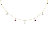 .90ct G SI 14K Yellow Gold Diamond & Ruby Gemstone Pendant Necklace 16+2" Long