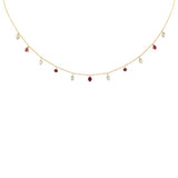 1.11ct G SI 14K Yellow Gold Diamond & Ruby Gemstone Pendant Necklace 16+2" Long
