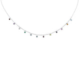 .78ct G SI 14K White Gold Diamond & Multi Color Gemstones Pendant Necklace 16+2" Long