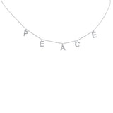  .32ct G SI 14K White Gold Diamond "PEACE" Pendant Necklace 16+2" Long