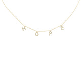  .27ct G SI 14K Yellow Gold Diamond "HOPE" Pendant Necklace 16+2" Long
