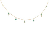 .64ct G SI 14K Yellow Gold Diamond & Emerald Gemstone Pendant Necklace 16+2" Long