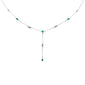 <span style="color:purple">SPECIAL!</span>.74ct G SI 14K White Gold Diamond & Emerald Gemstone Pendant Necklace 16+2" Long