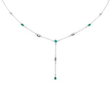 .74ct G SI 14K White Gold Diamond & Emerald Gemstone Pendant Necklace 16+2" Long