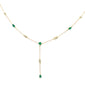 <span style="color:purple">SPECIAL!</span> .79ct G SI 14K Yellow Gold Diamond & Emerald Gemstone Drop Lariat Pendant Necklace 16" +2" EXT