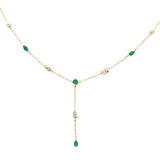 .79ct G SI 14K Yellow Gold Diamond & Emerald Gemstone Drop Lariat Pendant Necklace 16" +2" EXT