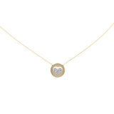 .22ct G SI 14K Yellow Gold Diamond Round Shaped Heart Pendant Necklace 16+2" Long