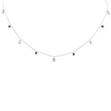 1.18ct G SI 14K White Gold Diamond & Blue Sapphire Gemstone Pendant Necklace 16+2" Long