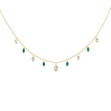 .89ct G SI 14K Yellow Gold Diamond & Emerald Gemstone Pendant Necklace  16+2" Long