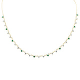 1.62ct G SI 14K Yellow Gold Diamond & Emerald Gemstone Pendant Necklace  16+2" Long