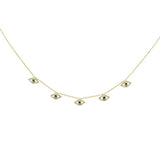.31ct G SI 14K Yellow Gold Diamond & Blue Sapphire Gemstone Evil Eye Pendant Necklace 16+2" Long