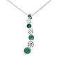 <span style="color:purple">SPECIAL!</span> .47ct G SI 14K White Gold Diamond & Green Emerald Gemstone Pendant Necklace 18" Long
