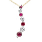 <span style="color:purple">SPECIAL!</span>.59ct G SI 14K Yellow Gold Diamond Ruby Gemstone Journey Pendant Necklace 18" Long Chain