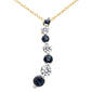 <span style="color:purple">SPECIAL!</span> .62ct G SI 14K Yellow Gold Diamond & Blue Sapphire Gemstone Pendant Necklace 18" Long