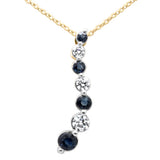 .62ct G SI 14K Yellow Gold Diamond & Blue Sapphire Gemstone Pendant Necklace 18" Long