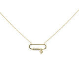 .10ct G SI 14K Yellow Gold Diamond Paper Clip Pendant Necklace 18" Long Chain