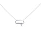 .10ct G SI 14K White Gold Diamond Paper Clip Pendant Necklace 18" Long Chain