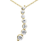 .48ct G SI 14K Yellow Gold Diamond Drop Journey Pendant Necklace 18" Long Chain
