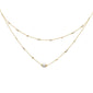 <span style="color:purple">SPECIAL!</span>.20ct G SI 14K Yellow Gold Diamond Double Chain Pearl Pendant Necklace 16+2" Long