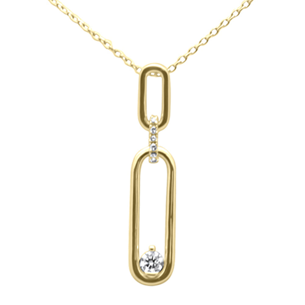 .10ct G SI 14K Yellow Gold Diamond Link Pendant Necklace 18" Long Chain