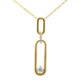.10ct G SI 14K Yellow Gold Diamond Link Pendant Necklace 18" Long Chain