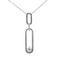 <span style="color:purple">SPECIAL!</span> .10ct G SI 14K White Gold Diamond Link Pendant Necklace 18" Long Chain