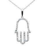 .25ct G SI 14K White Gold Diamond Hand of Hamsa Pendant Necklace 18" Long Chain