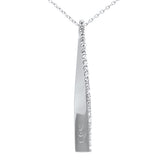 .16ct G SI 14K White Gold Diamond "Love You" Engraved Pendant Necklace 18" Long Chain
