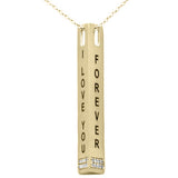 .08ct G SI 14K Yellow Gold Diamond "I Love You Forever" Engraved Pendant Necklace 18" Long Chain