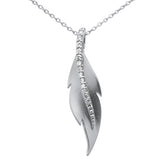 .10ct G SI 14K White Gold Diamond Leaf Pendant Necklace 18" Long Chain
