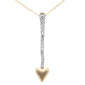 <span style="color:purple">SPECIAL!</span> .16ct G SI 14K Yellow Gold Diamond Heart Arrow Pendant Necklace 18" Long Chain