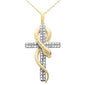 <span style="color:purple">SPECIAL!</span>.33ct G SI 14K Yellow Gold Diamond Cross Serpentine Pendant Necklace 18" Long Chain