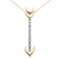 .10ct G SI 14K Yellow Gold Diamond Arrow Pendant Necklace 18" Long Chain