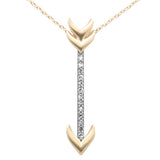 .10ct G SI 14K Yellow Gold Diamond Arrow Pendant Necklace 18" Long Chain