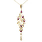 <span>DIAMOND  CLOSEOUT! </span>.48ct G SI 14K Yellow Gold Diamond & Ruby Gemstones Pendant Necklace 18" Long Chain