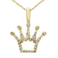 <span>DIAMOND CLOSEOUT! </span> .25ct G SI 14K Yellow Gold Diamond Crown Pendant Necklace 18" Long Chain